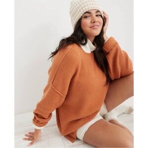 Aerie cozy up ribbed coffee/chocolate brown  preppy style Sweater
